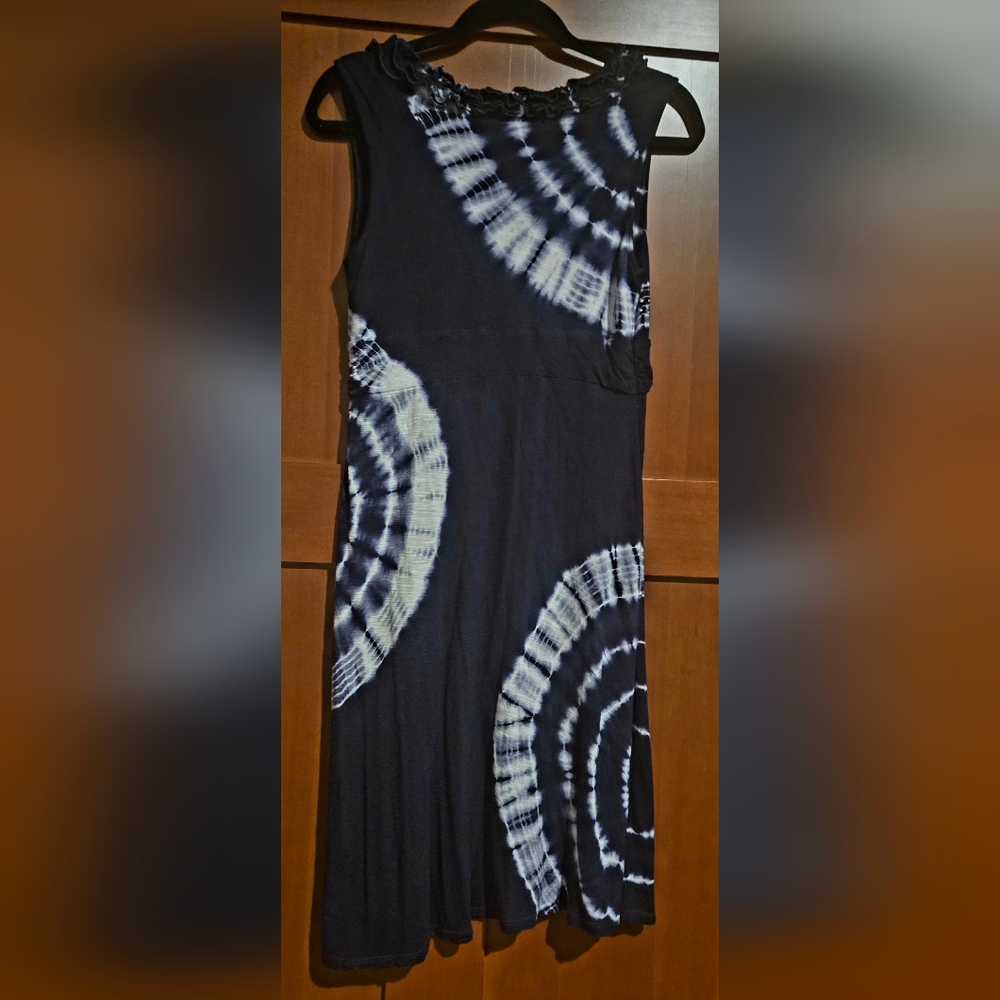 INC International Concepts Bluek and White Tie-Dye Midi Dress - Picture 6 of 8